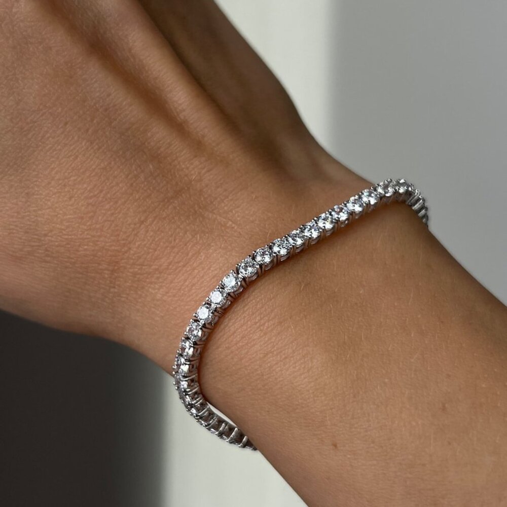 SALE! 3mm Moissanite Tennis Bracelet S925 SILVER GRA Cert Pass Tester